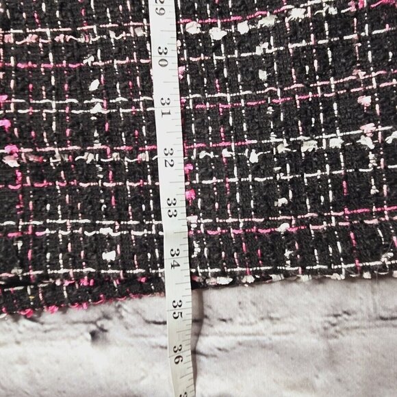 Loft Outlet Black Pink White Tweed Short Sleeve Shift Dress Size 8 - Picture 10 of 11